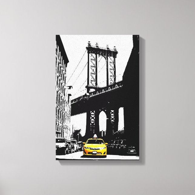 Lienzo Puente Yellow Taxi Brooklyn de Nueva York (Anverso)