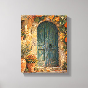 Lienzo Puerta de otoño con enredaderas de calabaza