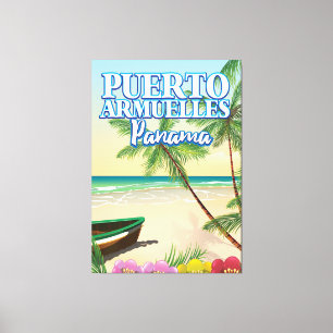 Lienzo Puerto Armuelles Panamá cartel de viaje a la playa