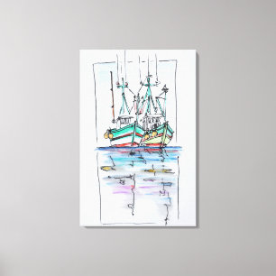 Lienzo Puerto Concarneau  Bretaña, Francia