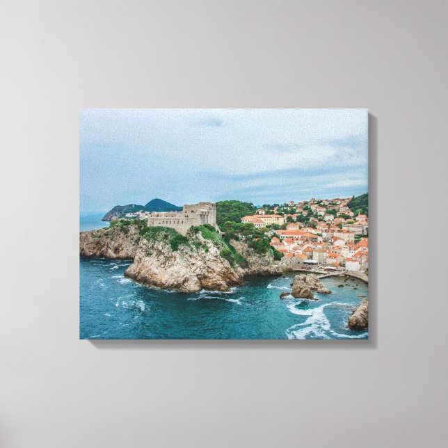 Lienzo Puerto de Dubrovnik y centro de la ciudad (Anverso)