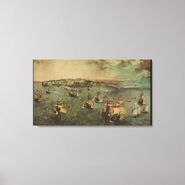 Lienzo Puerto de Nápoles por Pieter Bruegel el Viejo (Anverso)