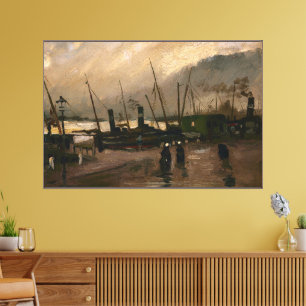 Lienzo Puerto de pescadores de Ámsterdam tormenta de Vinc