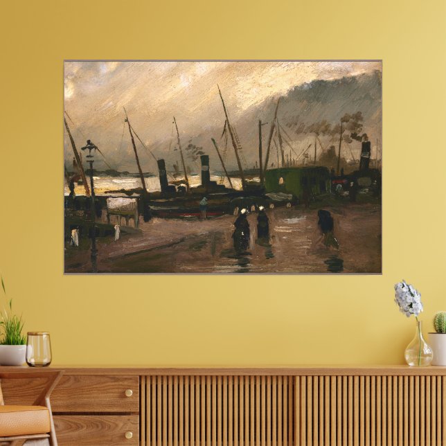 Lienzo Puerto de pescadores de Ámsterdam tormenta de Vinc (Insitu (Sala de estar))