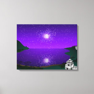 Lienzo "Puerto Estelar" - Cúmulo estelar sobre paisaje al