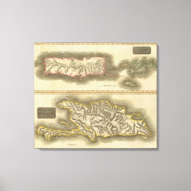 Lienzo Puerto Rico, Islas Vírgenes, Española (Anverso)