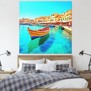 Lienzo Puerto vibrante: colisiones mediterráneas