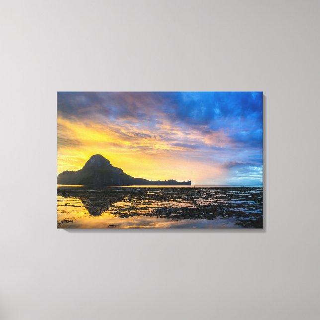 Lienzo Puesta de sol de la bahía de El Nido (Anverso)