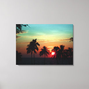 Lienzo Puesta de sol de PixDezines en la playa de mauna k