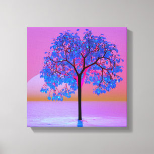 Lienzo Puesta de sol del árbol