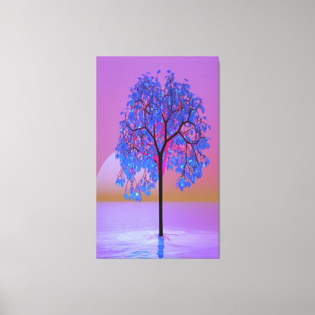 Lienzo Puesta de sol del árbol (Anverso)