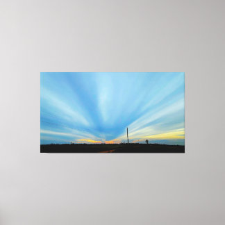 Lienzo Puesta de sol dramática sobre paisaje rural