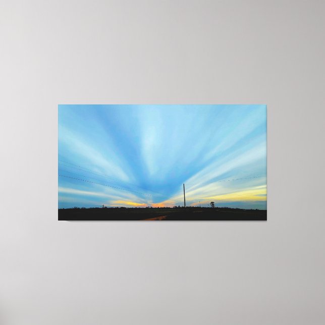 Lienzo Puesta de sol dramática sobre paisaje rural (Anverso)