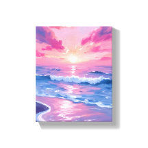 Puesta de sol en el océano con tonos rosados en ac