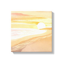 Puesta de sol en la playa Acuarela | Hermoso Amari