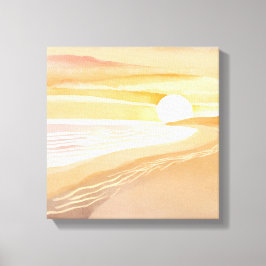 Lienzo Puesta de sol en la playa Acuarela | Hermoso Amari