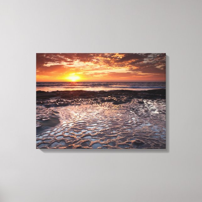 Lienzo Puesta de sol en la playa, California (Anverso)