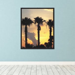 Lienzo Puesta de sol en Limassol Chipre – Palmeras medite