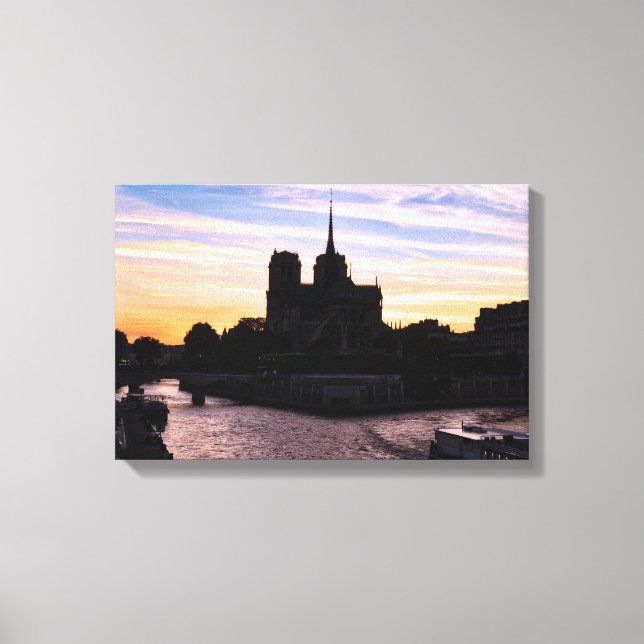 Lienzo Puesta de sol en Notre Dame de París (Anverso)