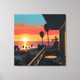 LIENZO PUESTA DE SOL EN SANTA MONICA #1