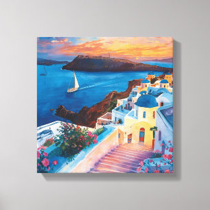Lienzo Puesta de sol romántica en Santorini