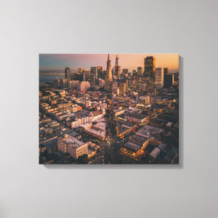 Lienzo Puesta de sol sobre el distrito financiero de San 