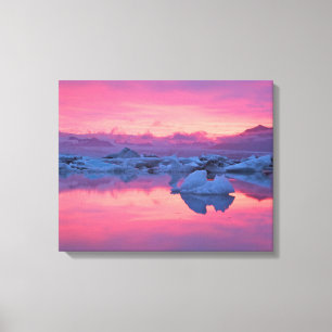 Lienzo Puesta de sol sobre la laguna glaciar Jokulsarlon