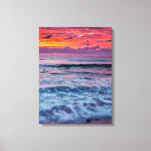 Lienzo Puesta de sol sobre las olas del océano, Californi
