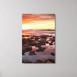 Lienzo Puesta de sol sobre piscinas de marea