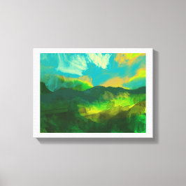 Lienzo puesta de sol sobre un cielo azul