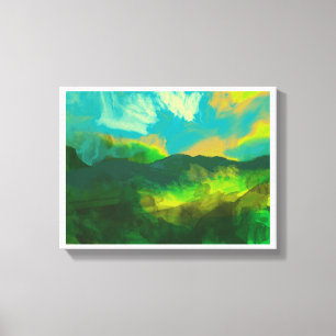 Lienzo puesta de sol sobre un cielo azul