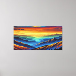 Lienzo Puesta de sol vibrante sobre cordilleras coloridas
