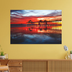 Lienzo Puestas de sol en Huntington Beach Pier (Lienzo 60