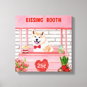 Lienzo Puesto de besos del perro Akita en San Valentín