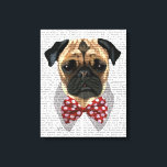Lienzo Pug con cordón de remolque rojo y blanco<br><div class="desc">Mascotas</div>