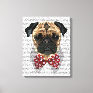 Lienzo Pug con cordón de remolque rojo y blanco