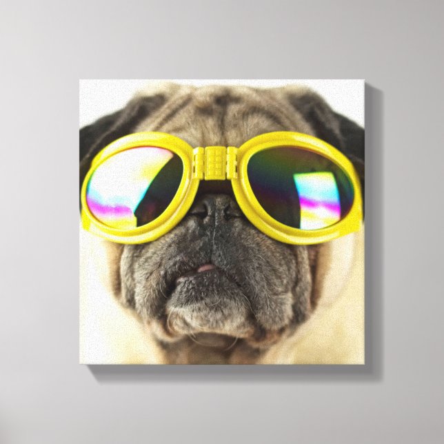 Lienzo Pug con gafas (Anverso)
