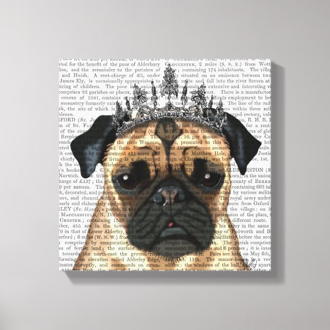 Lienzo Pug Con Tiara (Anverso)