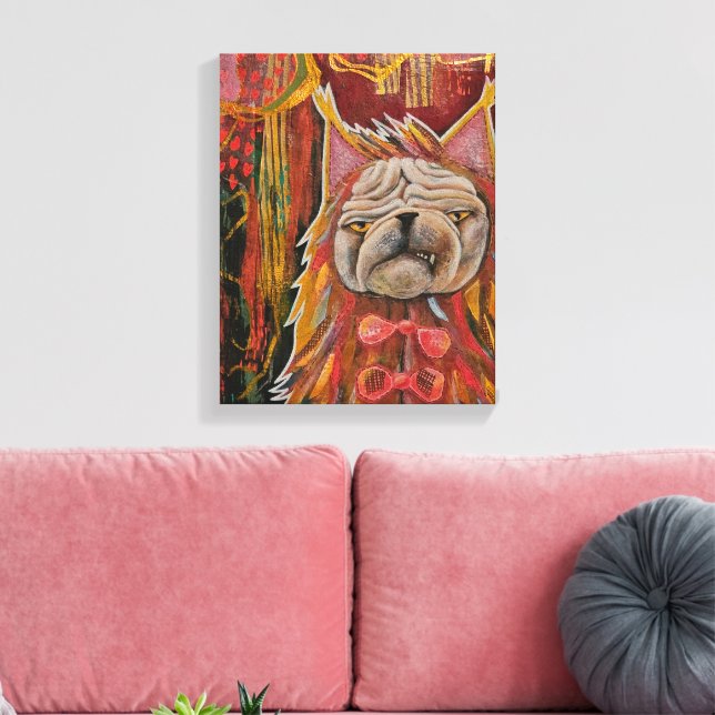 Lienzo Pug en disfraz de gato, collage abstracto de pug i (Insitu (Sala de estar))