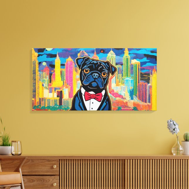LIENZO PUG EN LA CIUDAD (Insitu (Sala de estar))