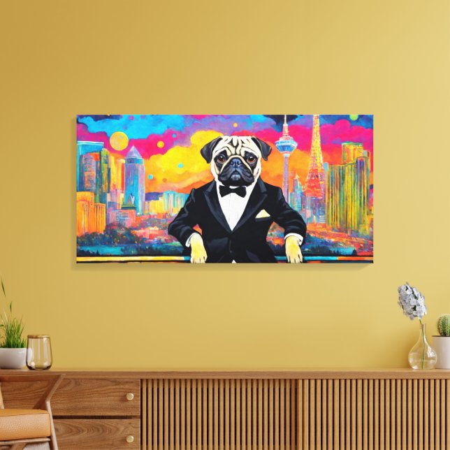 LIENZO PUG EN LA CIUDAD 5 (Insitu (Sala de estar))