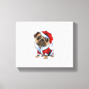 Lienzo Pug Santa Navidades de disfraces Pajama Cute Perro