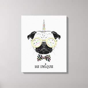 Lienzo Pug Unicorn Ser único