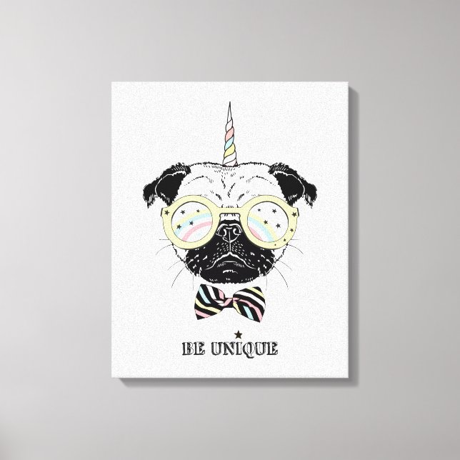 Lienzo Pug Unicorn | Ser único (Anverso)
