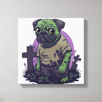 Lienzo Pug Zombi � Perro Divertido de Halloween No Muerto
