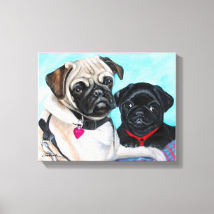 Lienzo Pugs de negro y alba
