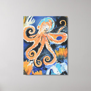 Lienzo Pulpo abstracto naranja vibrante