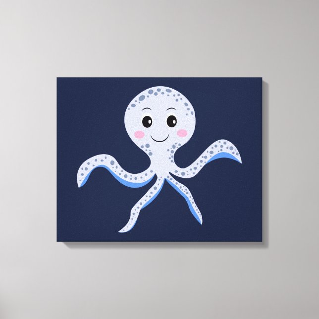 Lienzo Pulpo bajo el mar patrón infantil (Anverso)