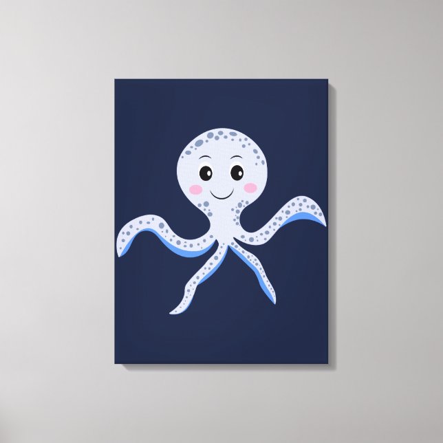 Lienzo Pulpo bajo el mar patrón infantil (Anverso)