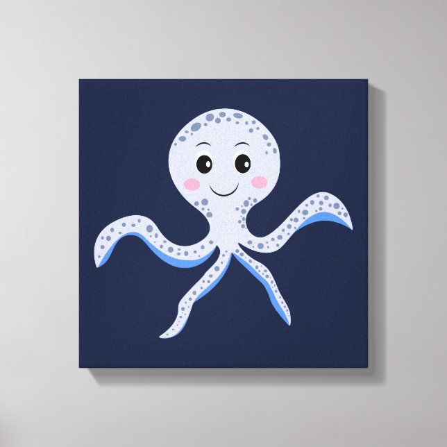 Lienzo Pulpo bajo el mar patrón infantil (Anverso)